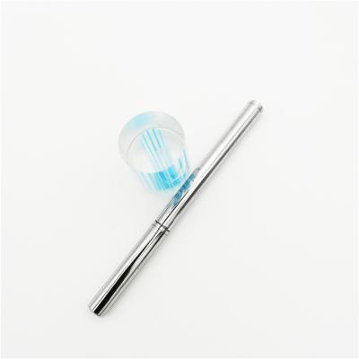 China Silky Soft Silver Metal Retractable Lip Gloss Tube With Brush for sale