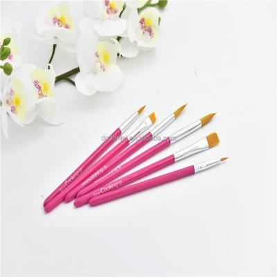 China Rose Paint 6pcs Professional Professional Makeup Artist Paint Brush Set Cosmetic Nail Art Brushes Free Sample for sale