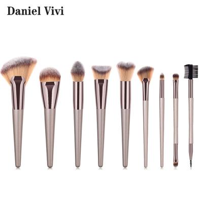 China Angular Blush 2020 Professional Luxury Makeup Brush Tool Wholesale Private Label Kabuki Brush Kit 9pcs Makeup Brush Set for sale