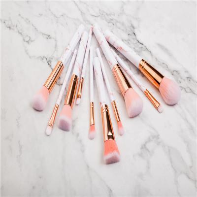 China Angular Blush China Factory Wholesale 10pcs Marble Handle Professional Makeup Brush Set For Cosmetic for sale