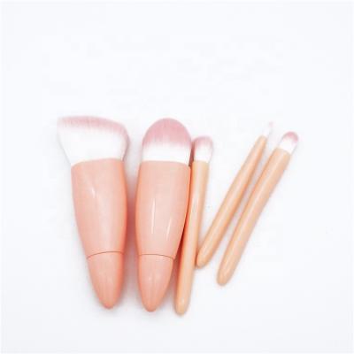 China Angular Blush Mini Cute Nylon Hair Pink Blush Makeup Brush Set 5pcs for sale