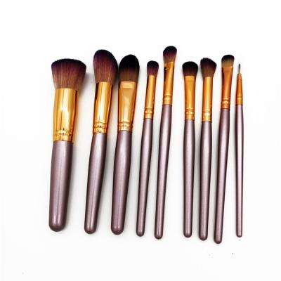 China Angular Blush Private Makeup Brush Olive Gold Logo Wooden Gold Color Pink Makeup Brush for sale