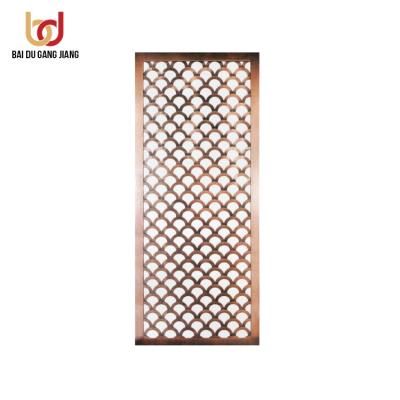 China Easily Assembled Golden Decorative Stainless Steel Room Divider Mirror Stainless Steel Screens for sale