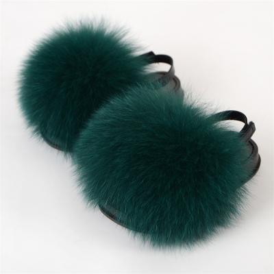 China Fashion Trend Cute Colorful Silver Furry Kids Furry Fox Fur Slides Large Slippers For Baby Hairy Slippers for sale