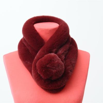 China Warm Fox Fur Scarf Hat With Fur Pom And Scarf Winter Faux Fur Scarf for sale