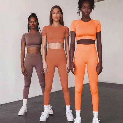 China Breathable Harmony Tan Colors Luxury Gym Wear 2 Piece Women Yoga Wear Set Simply Unbreatable Seamless Fitness for sale