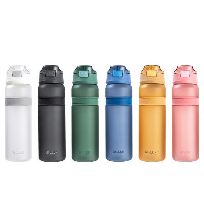 China Custom Plastic Water Bottle Viable With Straw Durable Fitness Water Bottle Gym Sports Plastic Water Bottle for sale