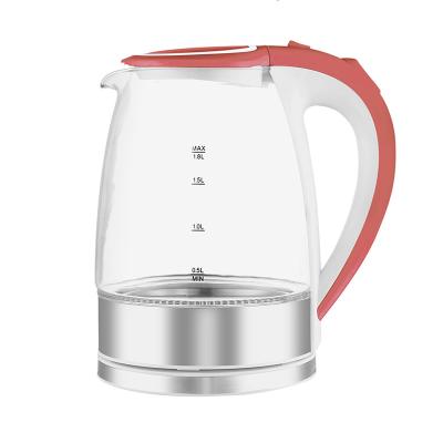 China 360 Degree Rotation Base Transparent Hard Glass Made 1.8L Glass Electric Kettle and Teapot Portable Glass Kettle for sale