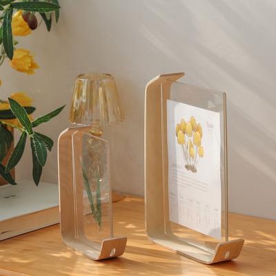 China Modern and Simple Magic Wood Picture Frame Mirror Plastic Mini A4 4x6 Thumb Led Photo Frame Lightweight Acrylic Pico Frame for sale