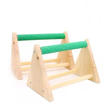 China Viable Parrots Refined Playground Portable Tripod Stand Wooden Bird Perch Gym Pet Toys For Small Cockatiels for sale