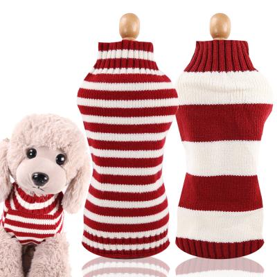 China Sustainable Pet Sweater With Striped Dog Clothes Christmas Fashion Dog Sweater Pet Clothes Sweater Holidays for sale