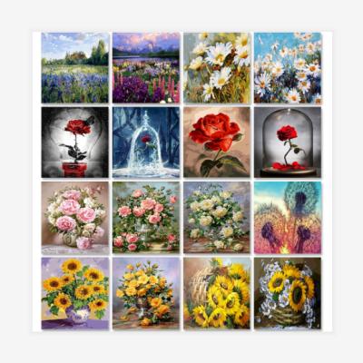 China Traditional Chinese Oil Painting By Numbers Kits Flower On Canvas With Frame Handmade Drawing Paintings For Adults Picture Coloring By Number for sale