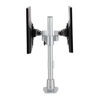 China Modern Single Aluminum Vertical Dual LCD Monitor Arm Desk Mount Pole Bracket With Top Locking Clamp M207 for sale