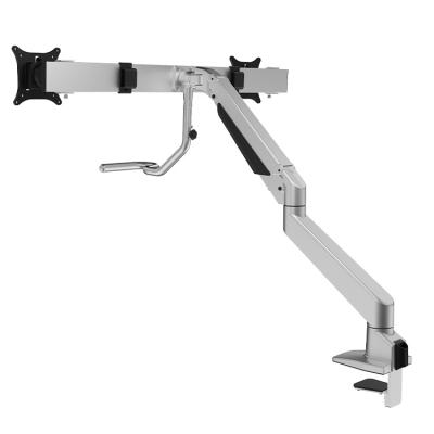 China Smart Design Ergonomic Aluminum Monitor Arm Flexible Aluminum Stand With Double Bracket With USB for sale