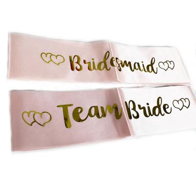 China Wholesale Bride Hen Party Ribbon Bachelorette Team Rose Gold Satin Sash for sale