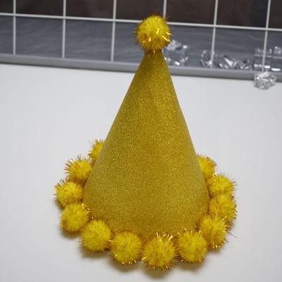 China Plush Kids Birthday Party Happy Birthday Paper Hat Glitter Paper Hat For Decoration for sale