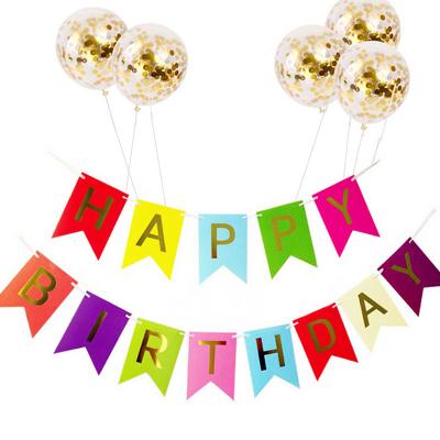 China Eco-friendly Materials Happy Birthday Banner With Balloons For Party Decorations for sale