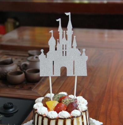 China Glitter Paper Castle Cake Topper for sale