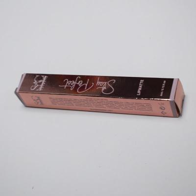 China Recyclable Custom Logo Mounted Matte Gold Lip Box for sale