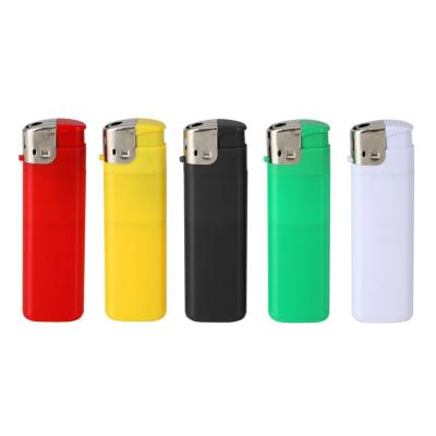 China Double color pusher Classic Disposable Refillable electric lighter cigarette flint lighter ISO quanltity garantee Lighter for sale