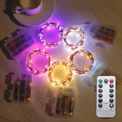 China 8 Mode Timer String Lights Battery Operated Copper Wire Fairy Lights 5M 10m Waterproof Remote Control Copper Wire String Led String Light for sale