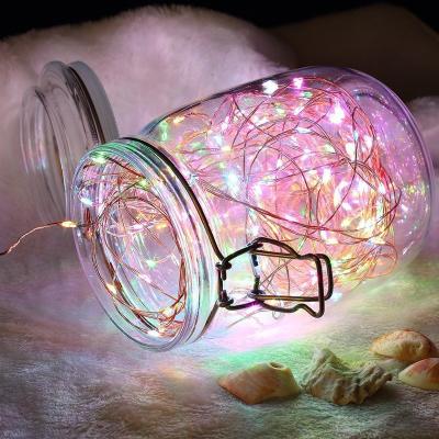 China Mason Glass Jar 2M High Quality Energy Saving Lid Copper Wire String Lights Rechargeable Mason Glass Jar 20Led Solar Powered String Light for sale