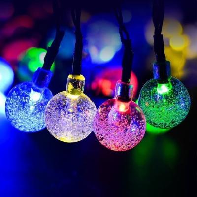 China Factory Outlets Modern Solar Powered Bubble Ball String Lights Ip44 LED Crystal Lamp String Xmas Holiday for sale