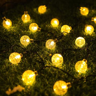 China 2022 50leds Modern Solar Fairy Lights Holiday Lighting Crystal Christmas Decorative Bubble Ball String Lights for sale