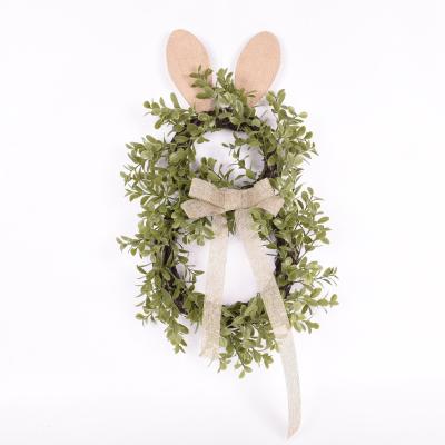 China New Design Rattan Easter Decoration Handmade Rabbit Bunny Wreath for sale