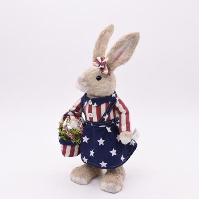 China New Fashional Design Spring Family Party Gifts Open Natural Easter Straw Rabbit Easter Decoration for sale