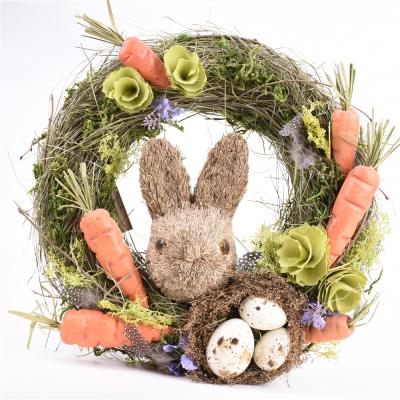 China Beautiful Colorful Best Selling 30cm Natural Material Easter Decor Easter Garland With Rabbit for sale