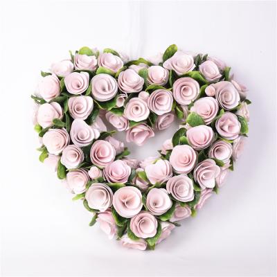 China 100% Eco-friendly Rose Heart Shaped Heart Shaped Garland Flower Garland Wholesale Villa's Doorway Rose Garlands for sale