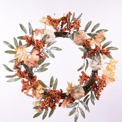 China High Quality Handmade Wooden Door Wreath Artificial Autumn Flowers Indoor Decoration BSCI Suppliers for sale