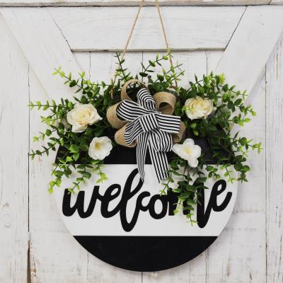 China Amazon Success Home Decoration Hot Sale Main Entrance Deco Hanging Seasonal Home Wooden Welcome Sign for sale