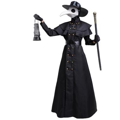 China Costume Medieval Punk Crow Plague Doctor Long Polyester Halloween Vapor Mouth Masks Playsuit Set for sale