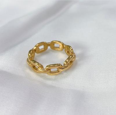 China High Quality Trendy Fashion Jewelry Women Wedding Ring For Valentine's Day Link Chain Ring Thick Gold Ring Chunky for sale