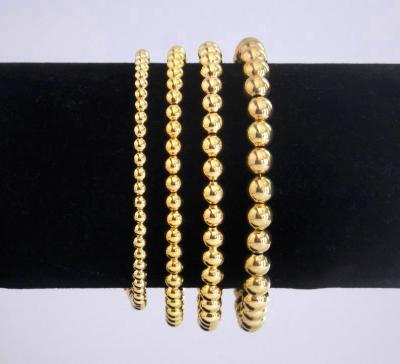 China Wholesale Environmentally Friendly Lucky Gold Filled 14k Beads Beaded Stackable Bracelets Stretch Bracelet Minimalist for sale