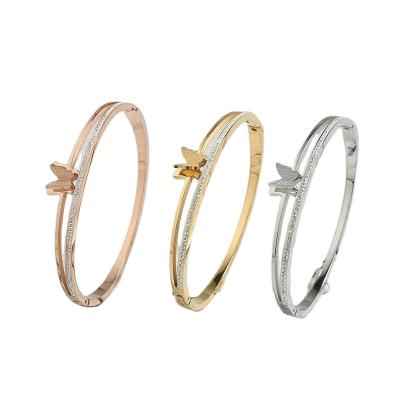 China Wholesale FASHIONABLE Manufacturer Custom Jewelry Non Fade Luxury Butterfly 14k 18k Gold Charm Bangle Women Bracelet Gold Filled Bracelet for sale