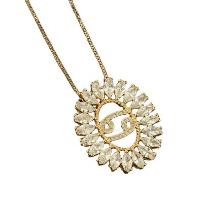 China Environmental friendly fashion 18k copper gold plated round pendant zodiac good quality necklace jewelry gift for famale for sale