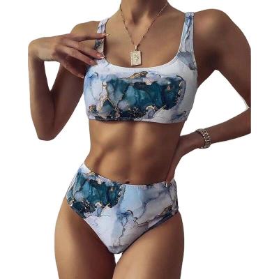 China 2021 Wholesale Breathable Sexy Design Dye Link Print High Quality Beach Wear 2 Piece Swimsuit Bikinis Swimwear for sale