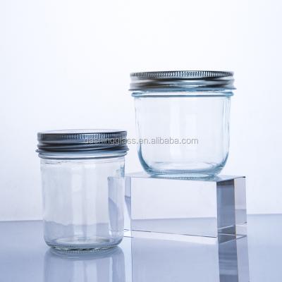 China Wholesale 3.5oz 8oz 12oz Viable Clear Glass Jar Sealed Jam Mason Caviar Glass Jar With Two Lid Parts for sale