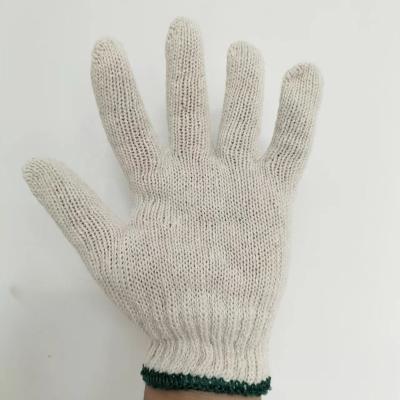 China New Design Wear Resistant White Green Balanced 7 Needle Work Gloves Abrasion Resistant Soft Cotton Yarn 650g Protective Knitted Gloves for sale