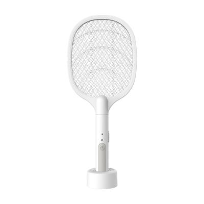 China 500mAh Viable Indoor White Mosquito Zapper Trap 2 in 1 Rechargeable Mosquito Trap Swatter Killer Racket for sale