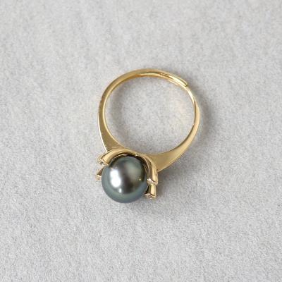 China CLASSIC natural tahitian pearl ring, high luster, round shape, very clean surface, 925 silver mountings for sale