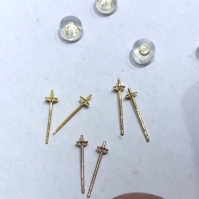 China 18k Solid Gold 18k Solid Gold Pearl Earring Trims (Without Pearl) for sale