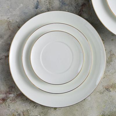 China Viable Custom Design Western Food PITO HoReCa Flat Plate Porcelain Round Ceramic Dinner Dishes for sale