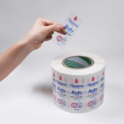 China PP Cear Self Sticker Roll Transparent Labels Waterproof Logo Adhesive Printing Transparent Material Custom Printing Sticker for sale