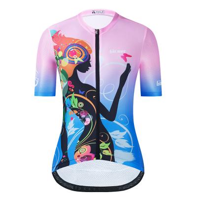 China Gicaer Women Breathable Shirt For Bike Short Sleeve Cycling Jersey Custom Print for sale