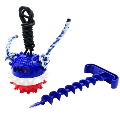 China Viable High Quality Dog Tug Toys Training Elastic Outdoor Strong Tie Off Stake Dog Toys for sale