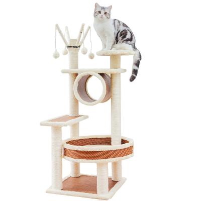 China Hot Selling Sustainable Interactive Pet Cat House Tree Large Cat Funny Tree Tower for sale